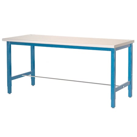 Global Industrial 72x30 Adjustable Height Workbench Square Tube Leg, Laminate Safety Edge Blue 607002BL